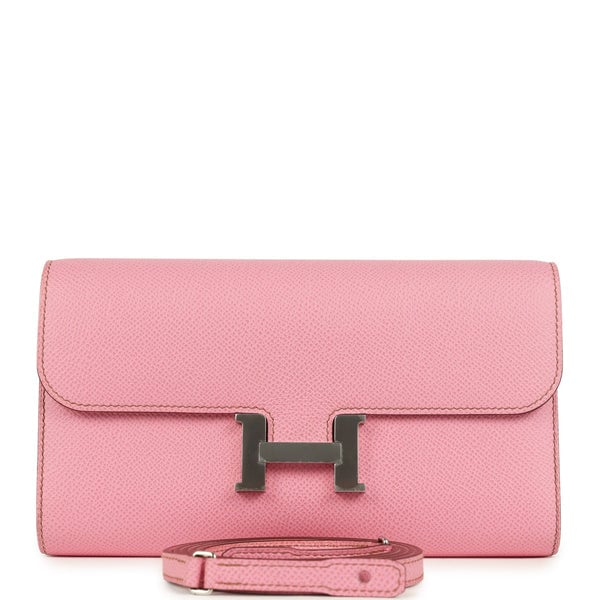 Hermes Pre-owned Hermes Constance Wallet To Go Bubblegum Epsom Palladium Hardware