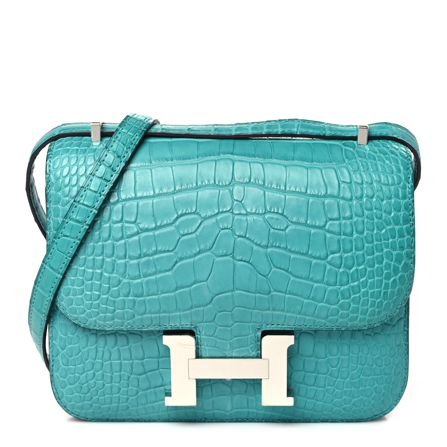 Hermes Matte Alligator Constance 18 Bleu Paon