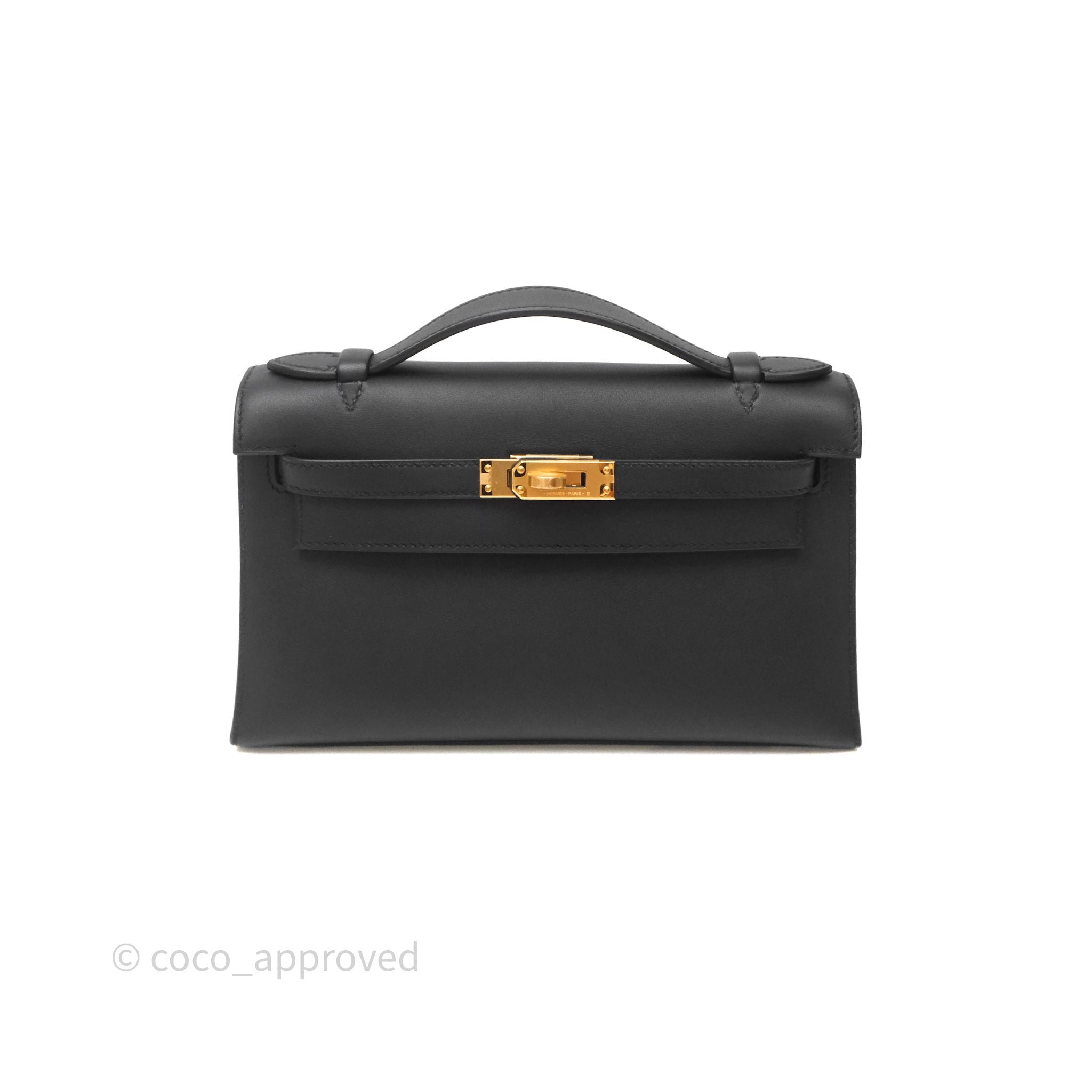 Hermès Kelly Pochette Noir 89 Swift Gold Hardware