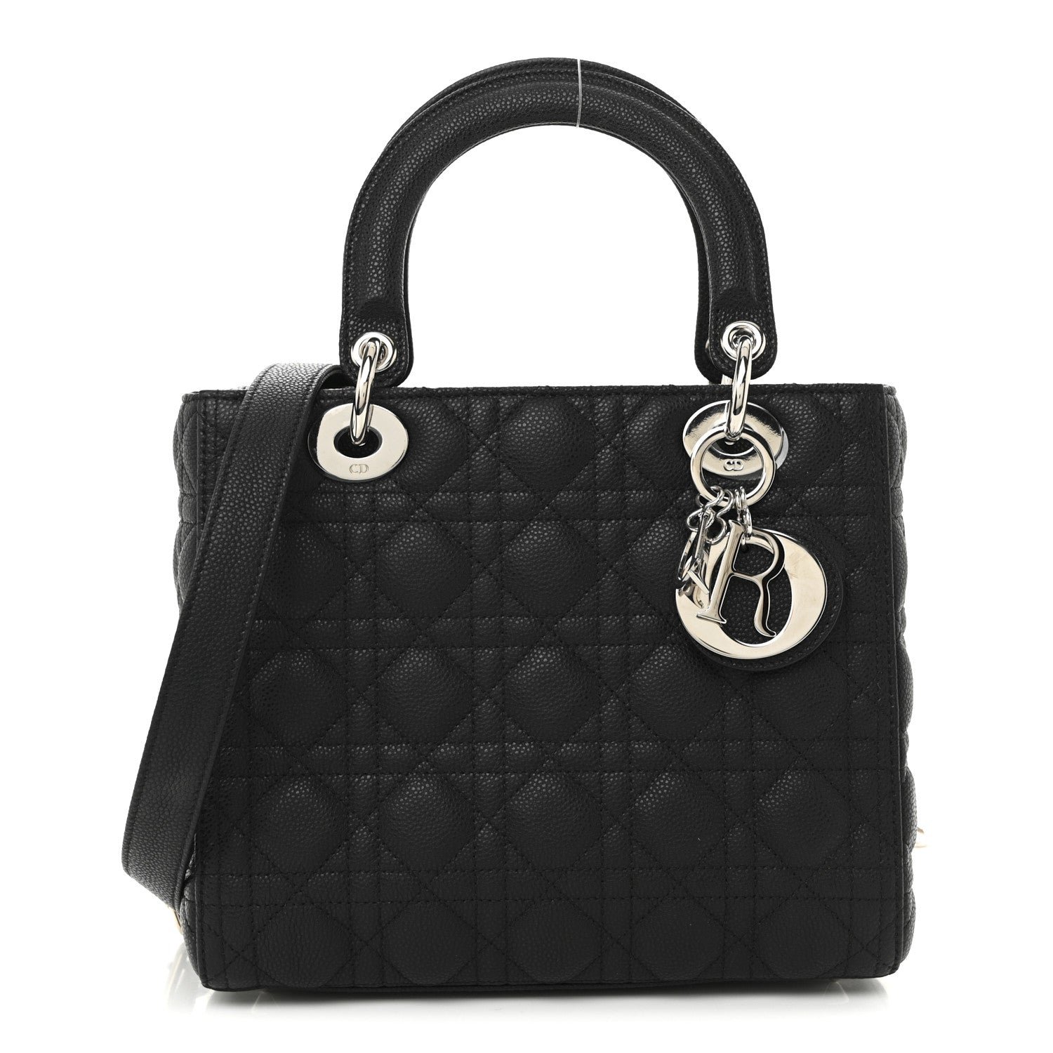 Dior Grained Calfskin Cannage Medium Lady Dior Black