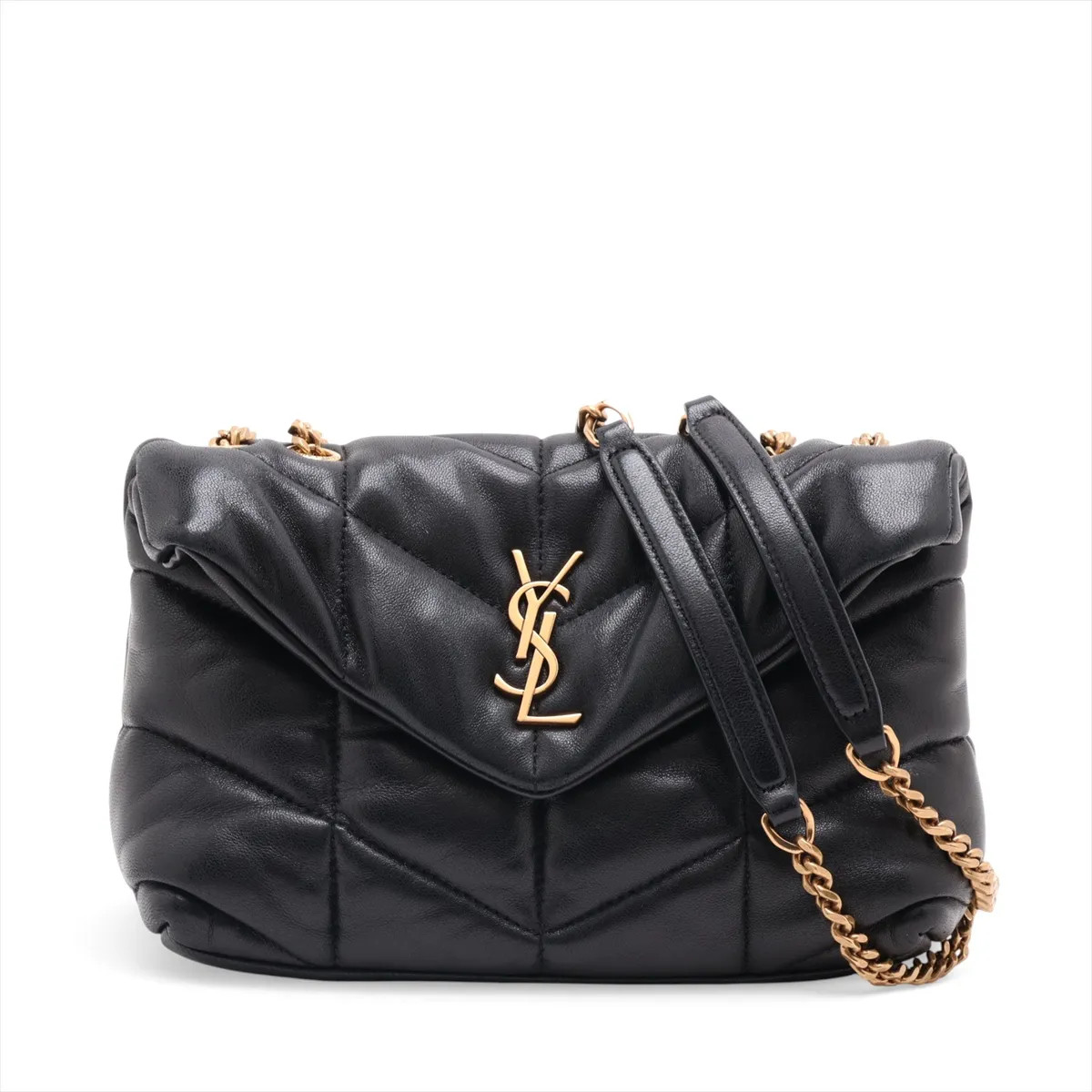 Saint Laurent Paris puffer 759337 Leather Chain Shoulder Bag Black
