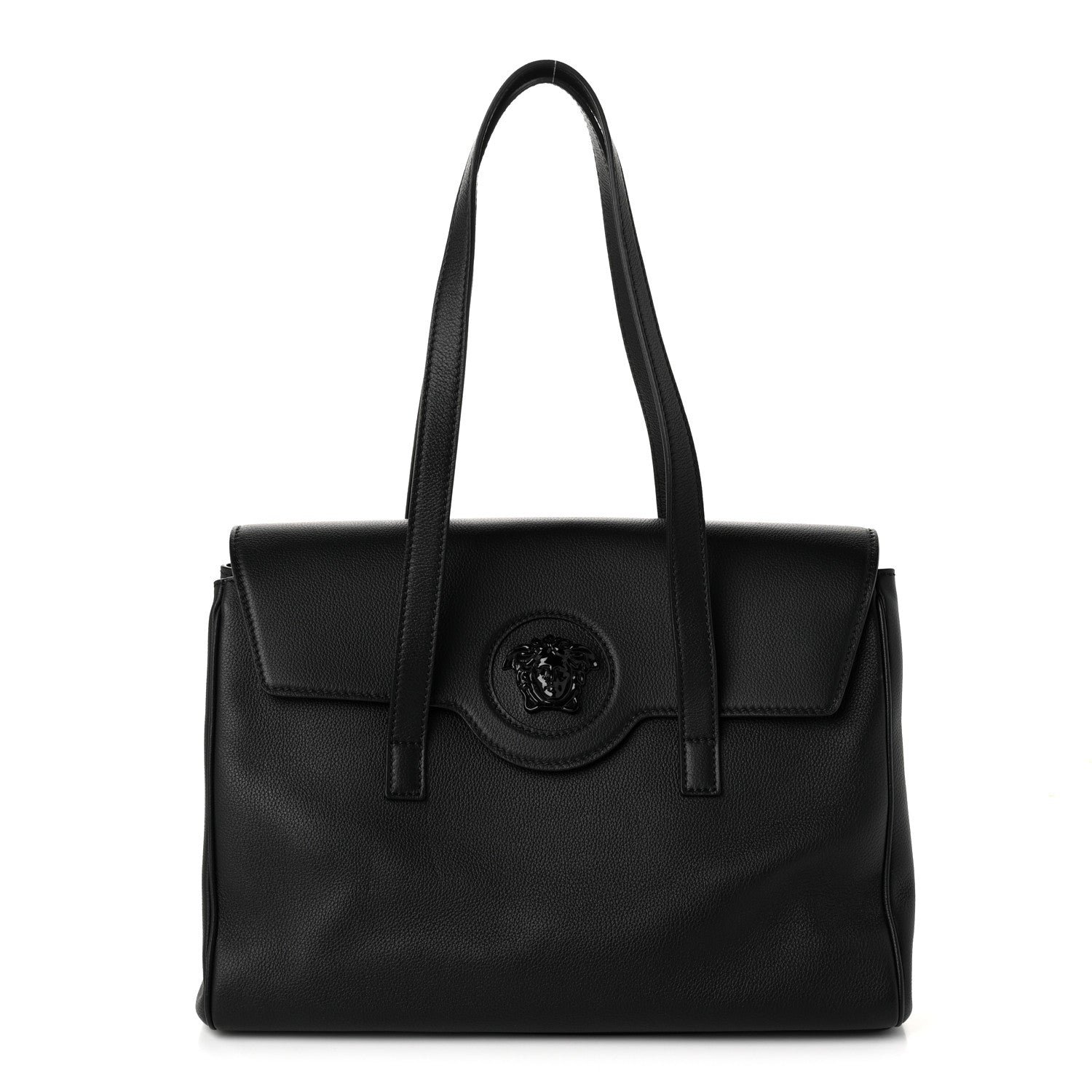 Versace Grained Calfskin La Medusa Tote Black