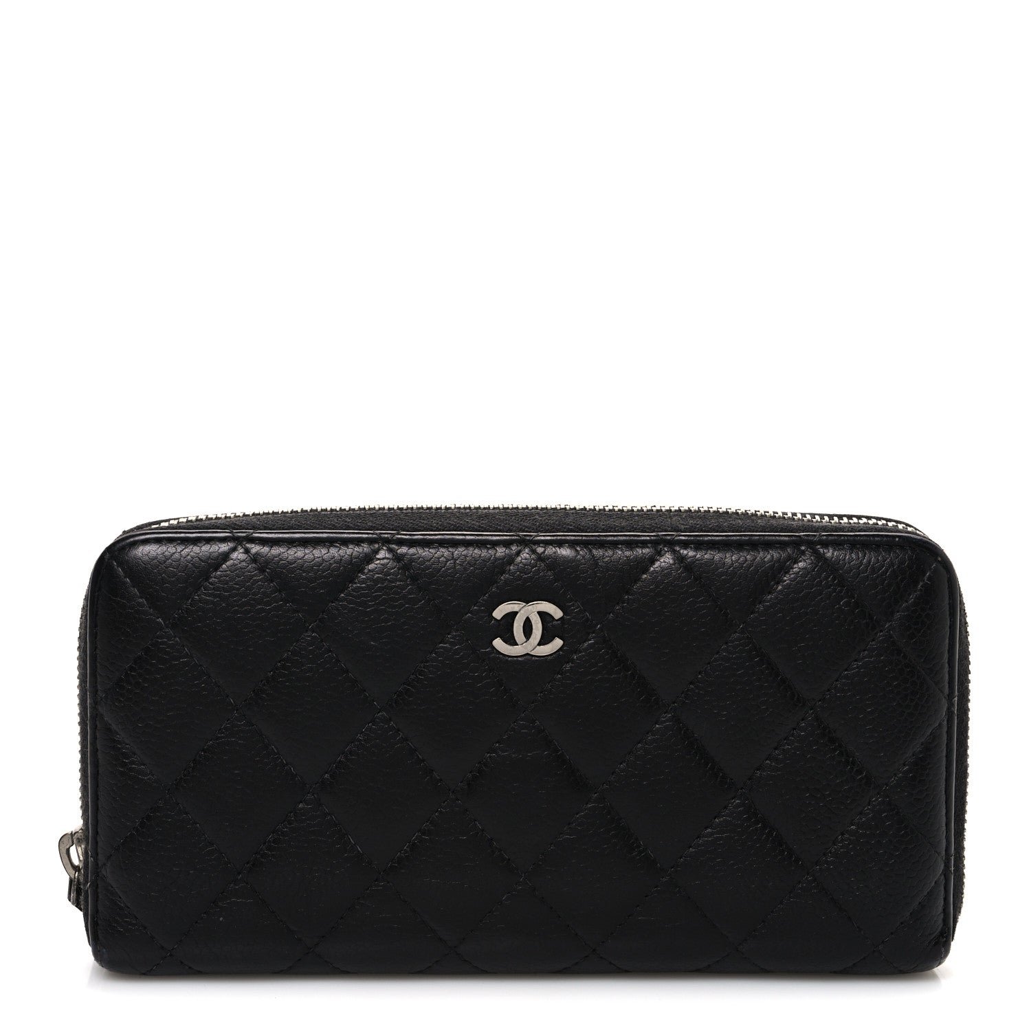 Chanel Caviar Quilted Large Gusset Zip Around Wallet Black