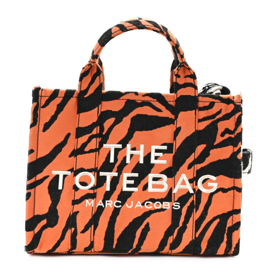 Marc Jacobs Cotton Canvas Zebra Tiger Print Medium The Traveler Tote Bag