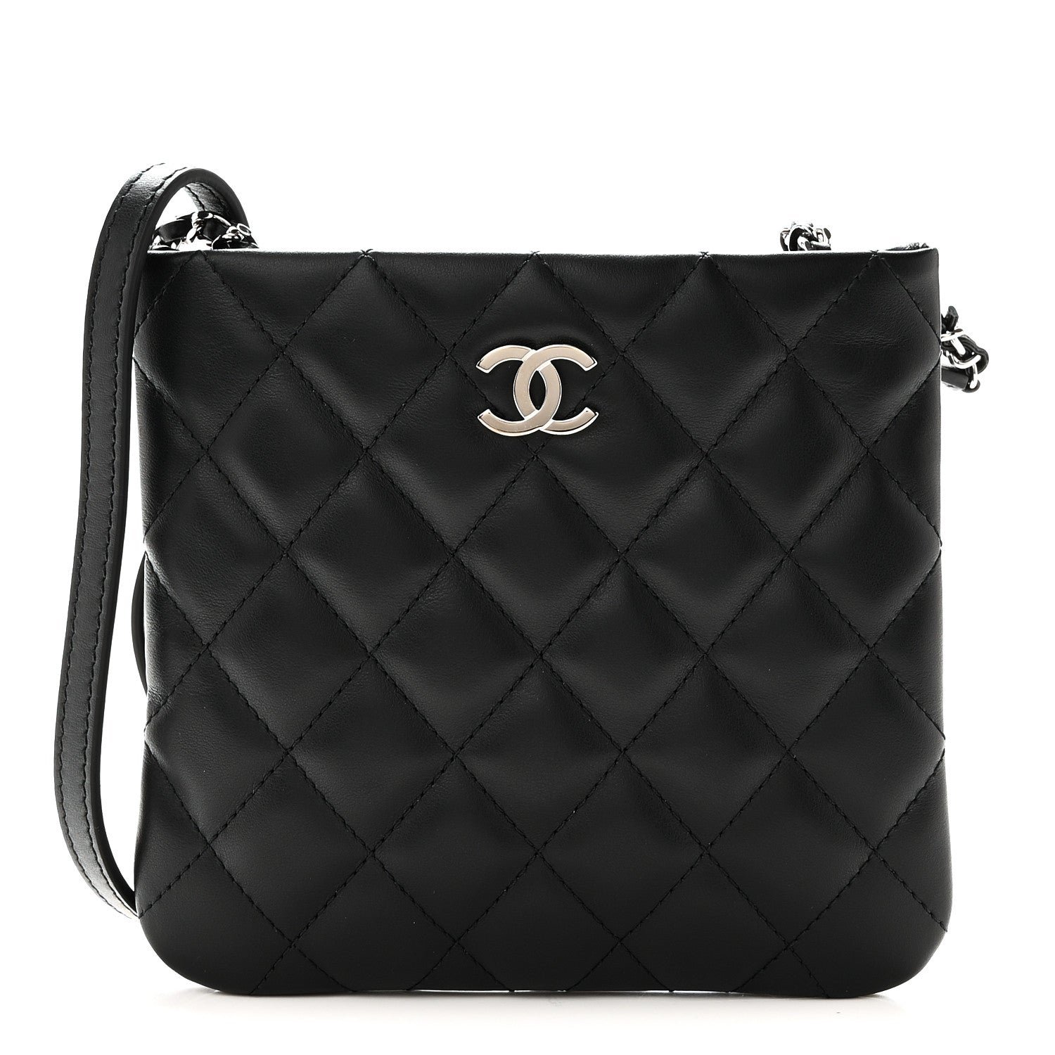 Chanel Lambskin Quilted Uniform Crossbody Bag Black