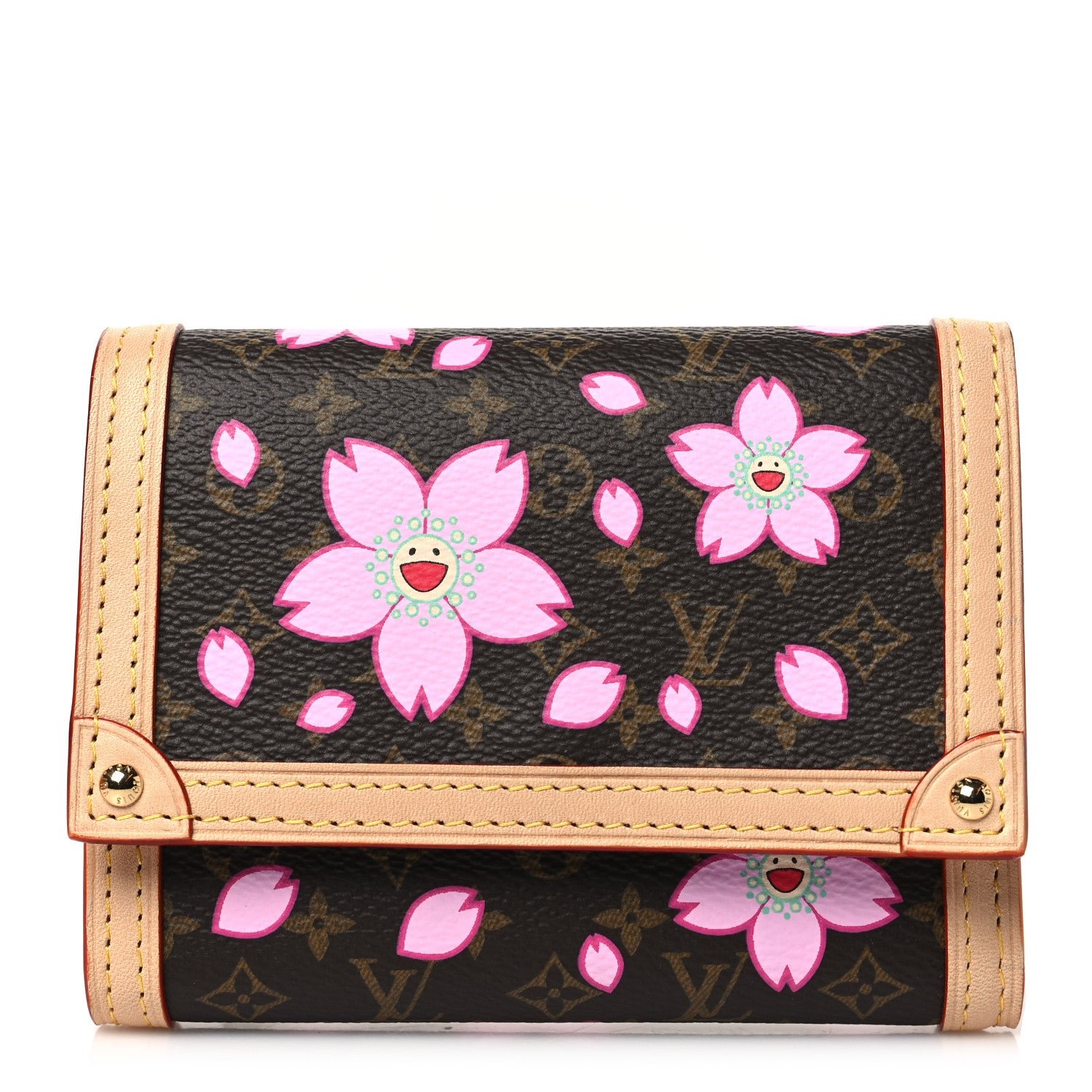 Louis Vuitton LV X TM Monogram Cherry Blossom Victorine Wallet Sakura Brown