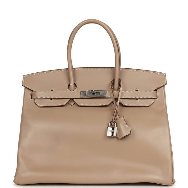 Hermes Pre-owned Hermes Birkin 35 Argile Tadelakt Guilloche Palladium Hardware