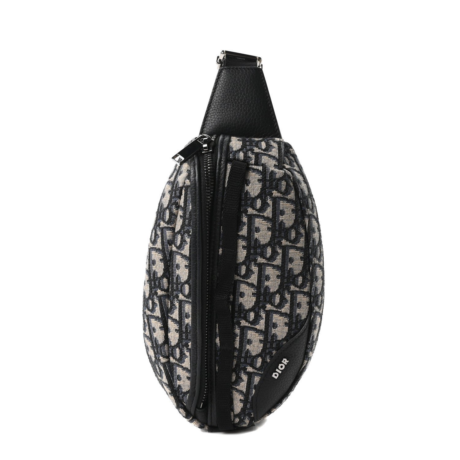 Christian Dior Grained Calfskin Oblique Scarab Sling Bag Blue Black