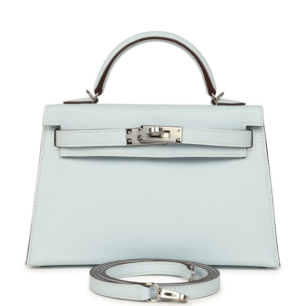 Hermes Kelly Sellier 20 Bleu Brume Epsom Palladium Hardware