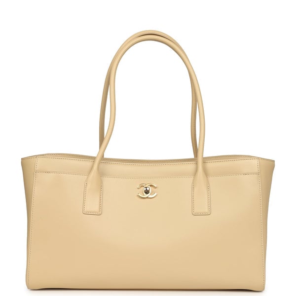 Chanel Small Cerf Shopping Bag Beige Calfskin Gold Hardware