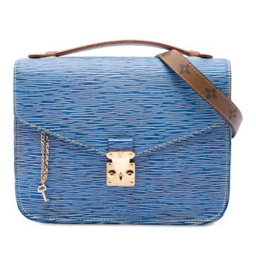 Leather Epi Denim and Reverse Monogram Pochette Metis