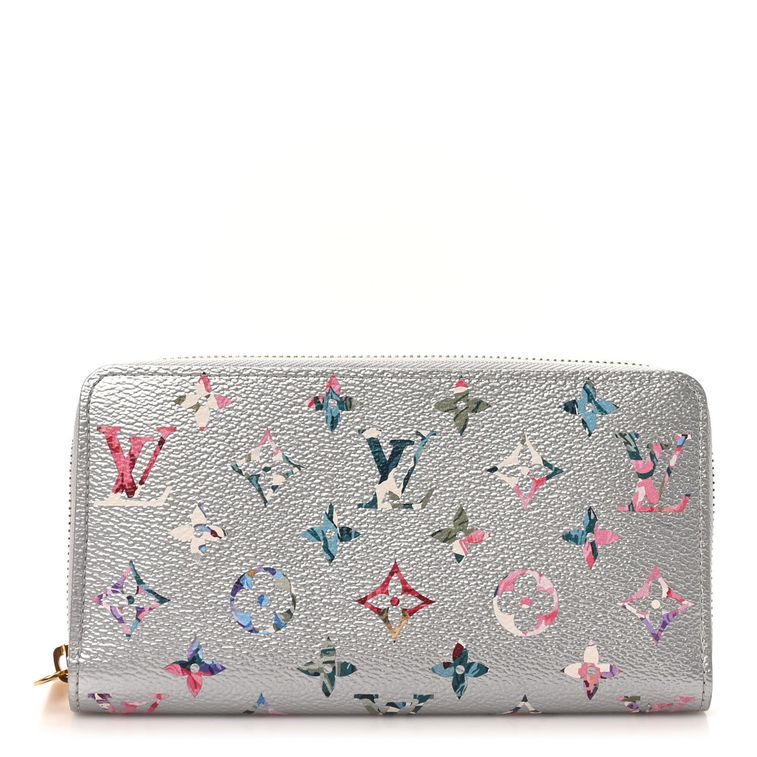 Louis Vuitton Metallic Monogram LV Garden Zippy Wallet Silver