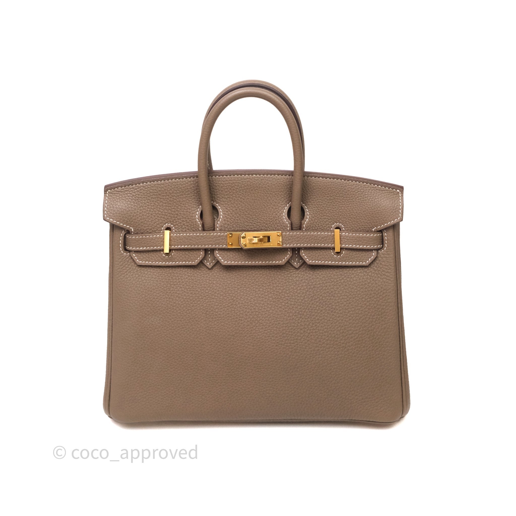 Hermes Birkin 25 Retourne Etoupe 18 Togo Gold Hardware