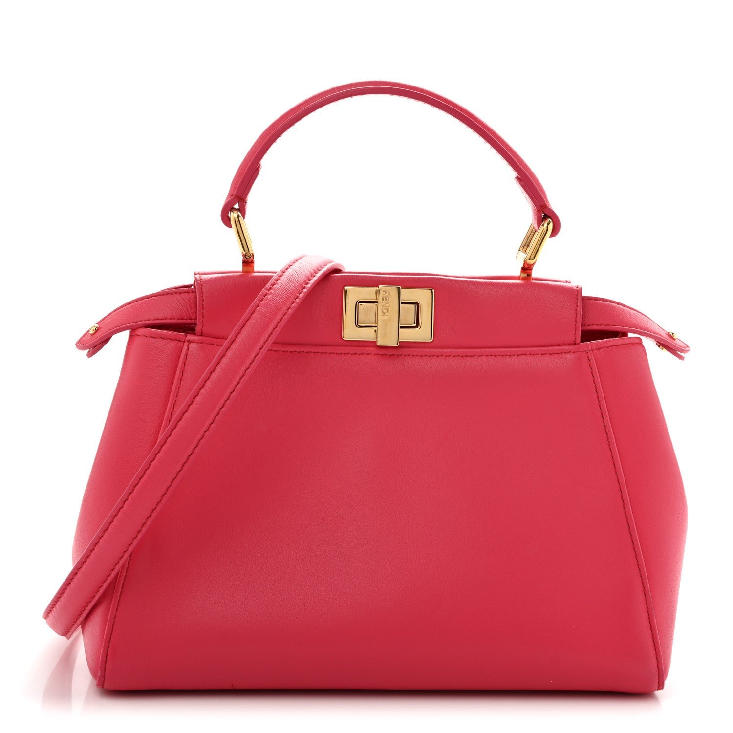Fendi Nappa Stacked Bar Mini Peekaboo Iconic Satchel Lampone