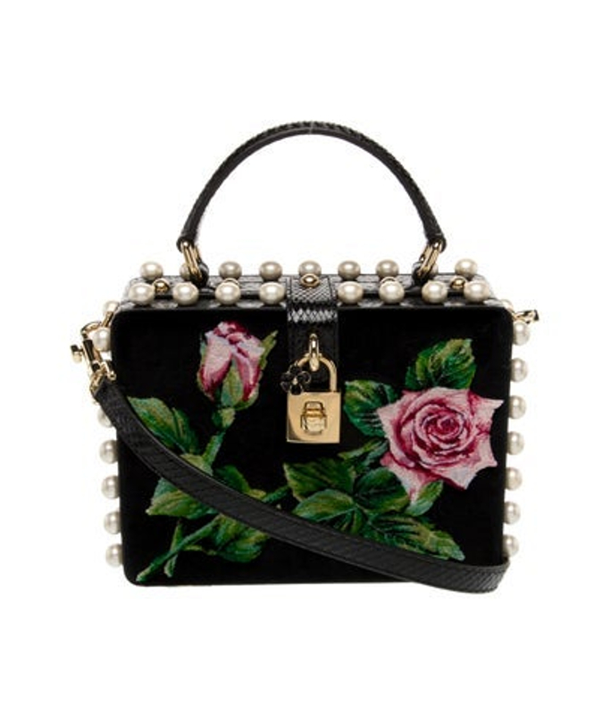 Dolce & Gabbana Gabbana Velvet Rose Box Handle Bag