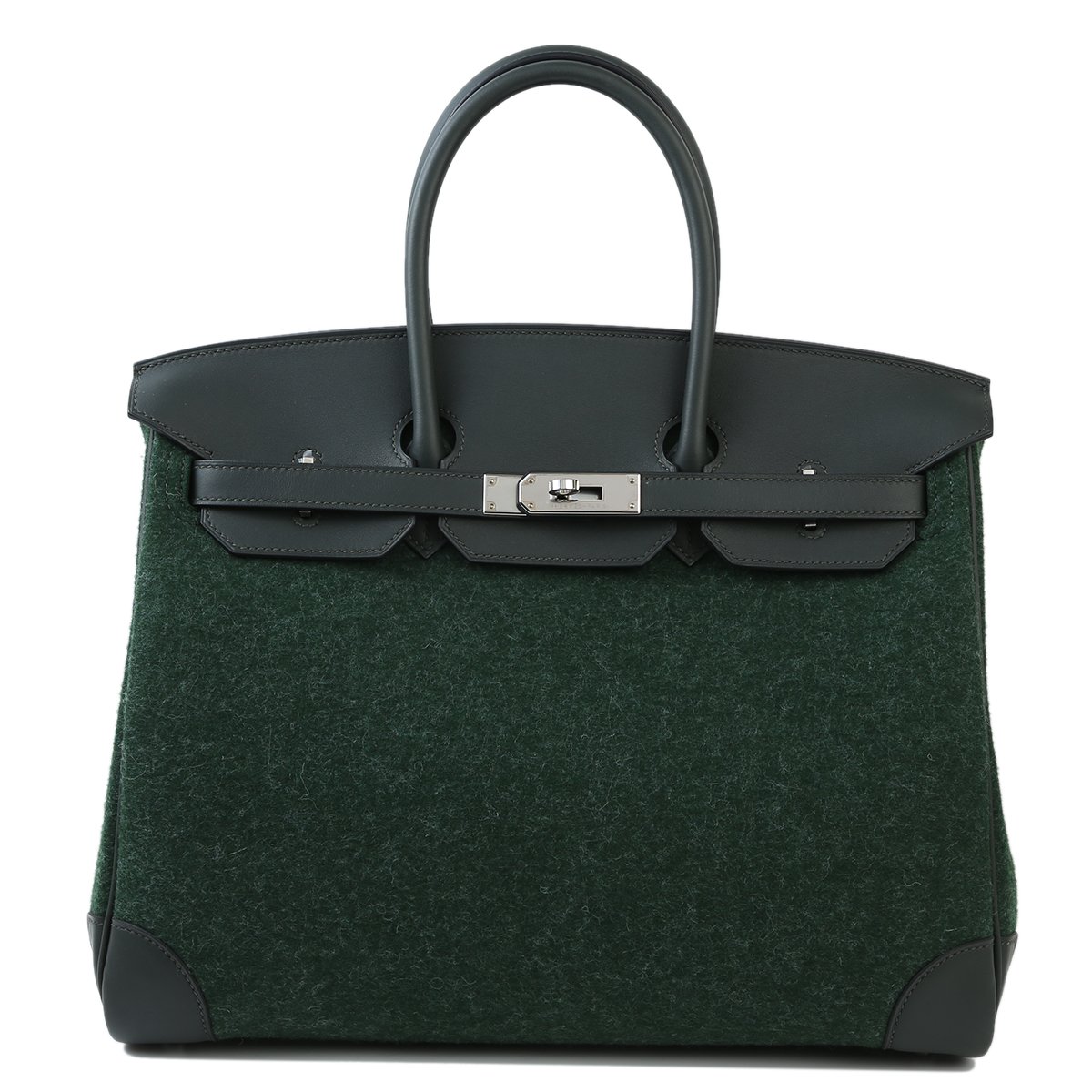 Hermes HERMÈS Limited Edition Birkin 35 handbag in Vert Anglais and Vert Fonce Swift leather and Feture with Palladium hardware