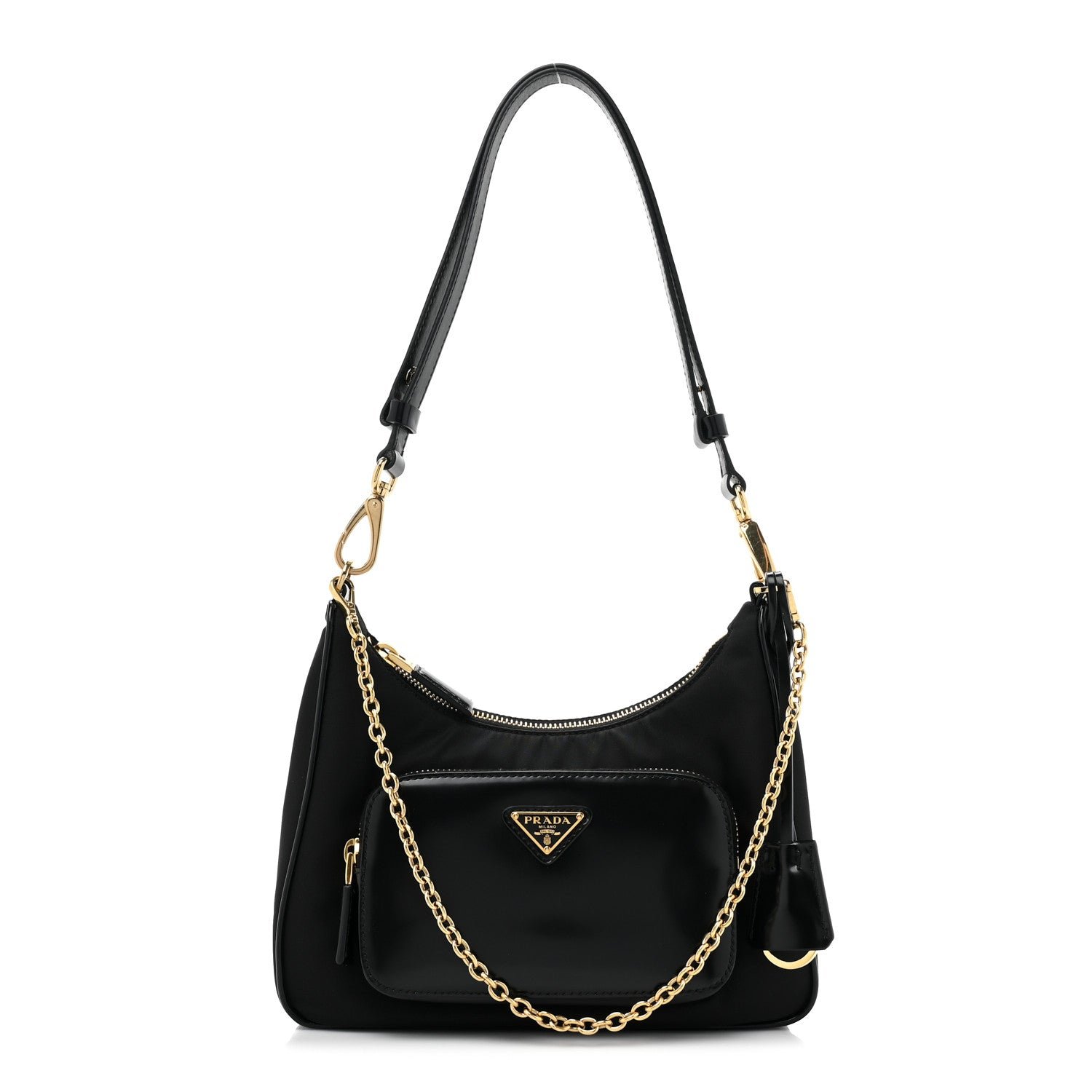 Prada Re-Nylon Spazzolato Mini Pouch Pocket Shoulder Bag Black