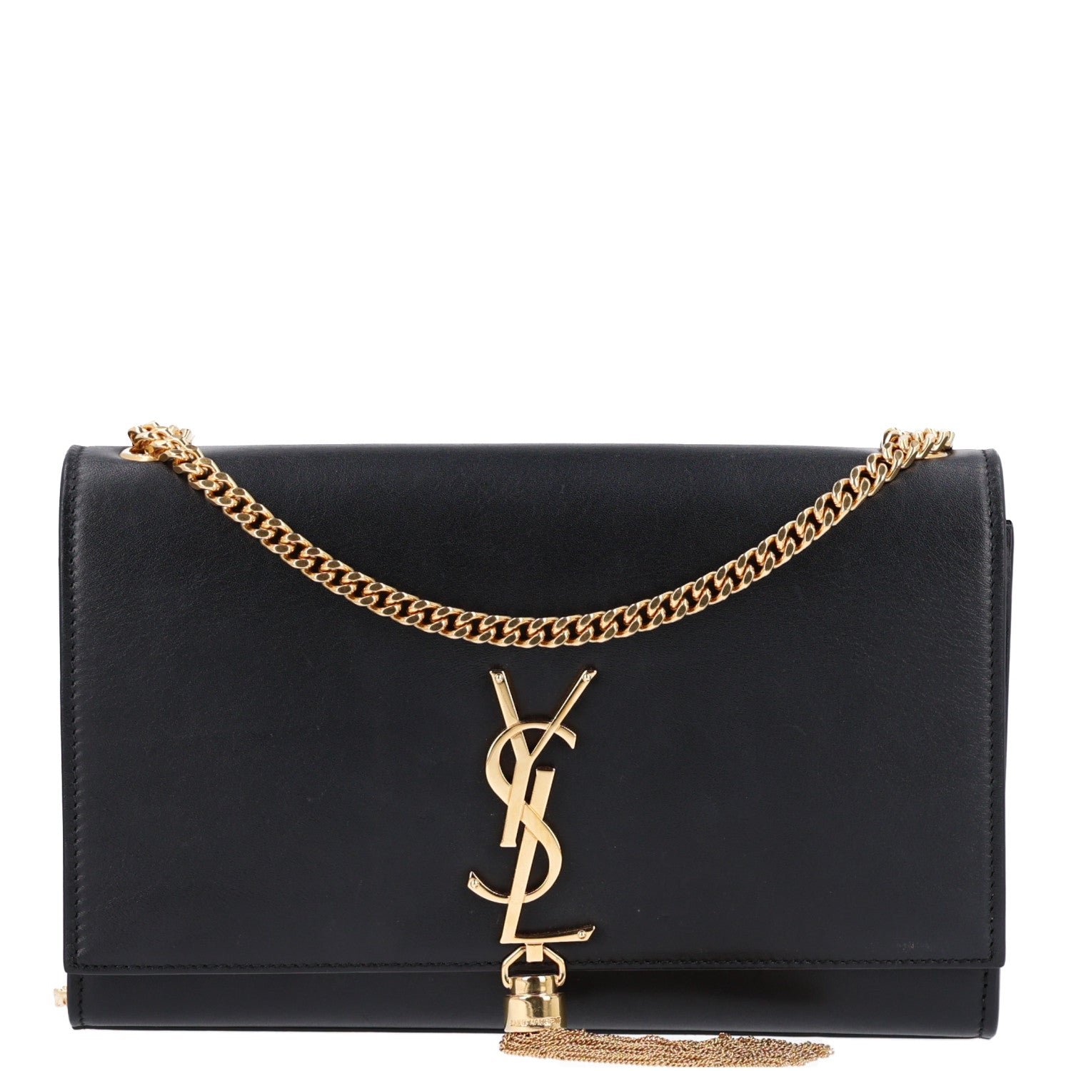 Saint Laurent Smooth Calfskin Medium Classic Monogram Kate Tassel Satchel Black