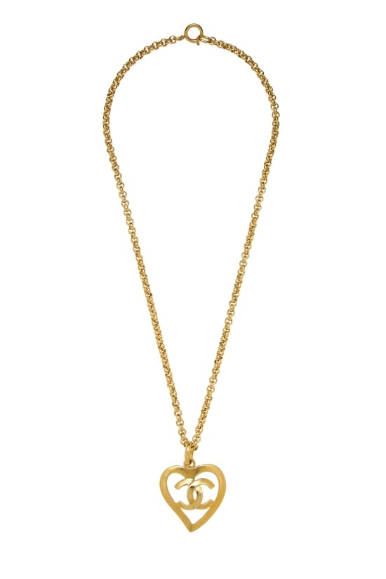 Gold 'CC' Open Heart Necklace