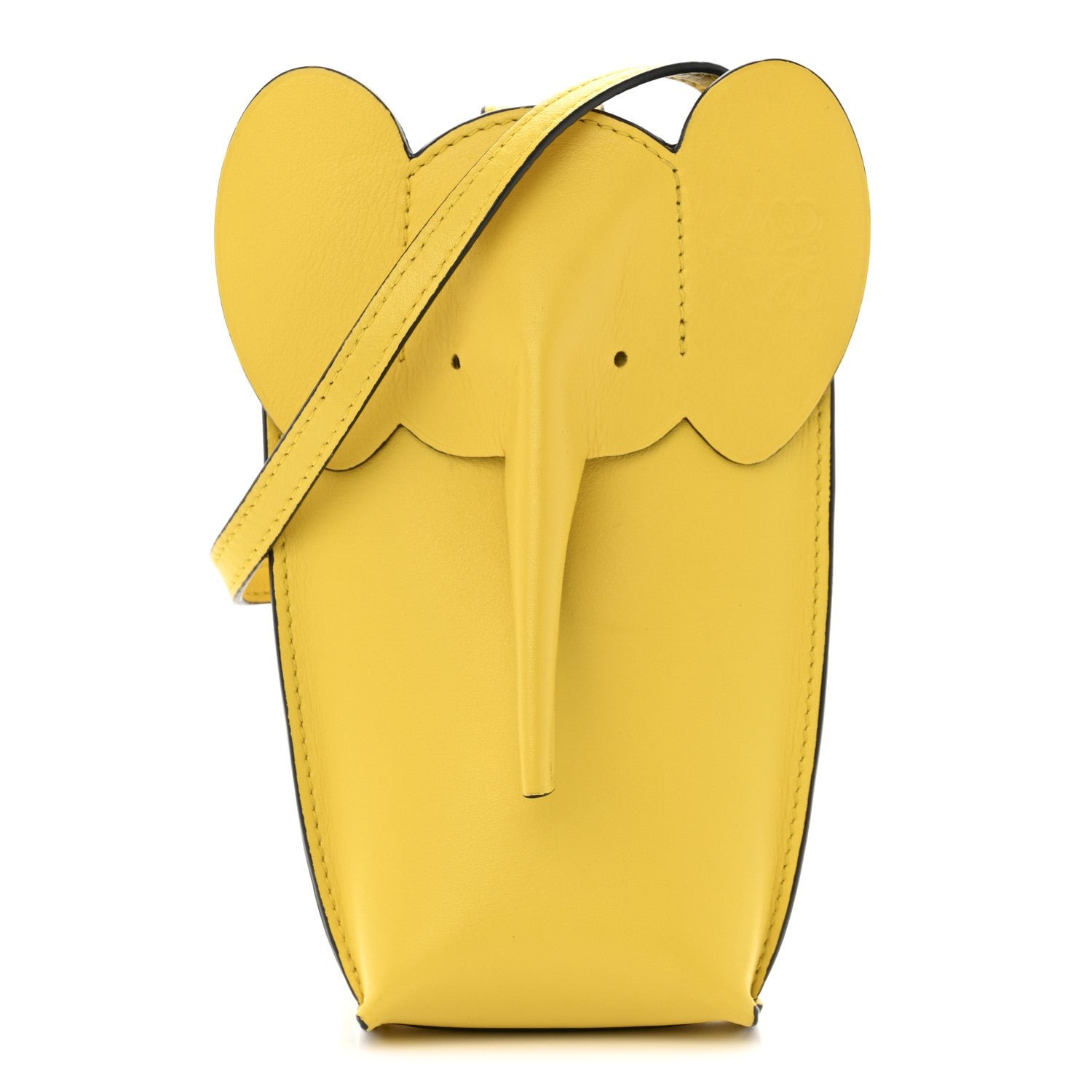 Loewe Calfskin Elephant Pouch Crossbody Bag Yellow