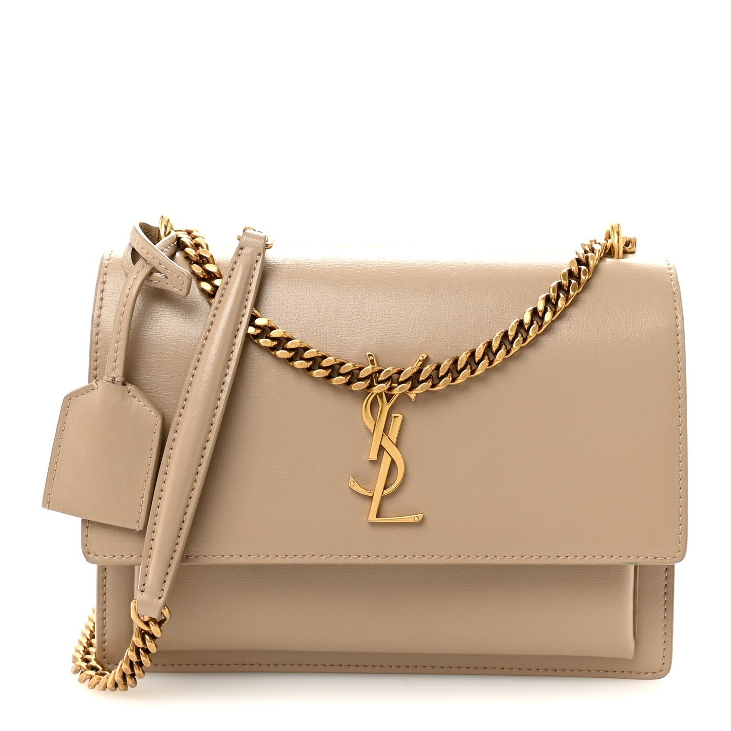 Saint Laurent Calfskin Medium Monogram Sunset Dark Beige