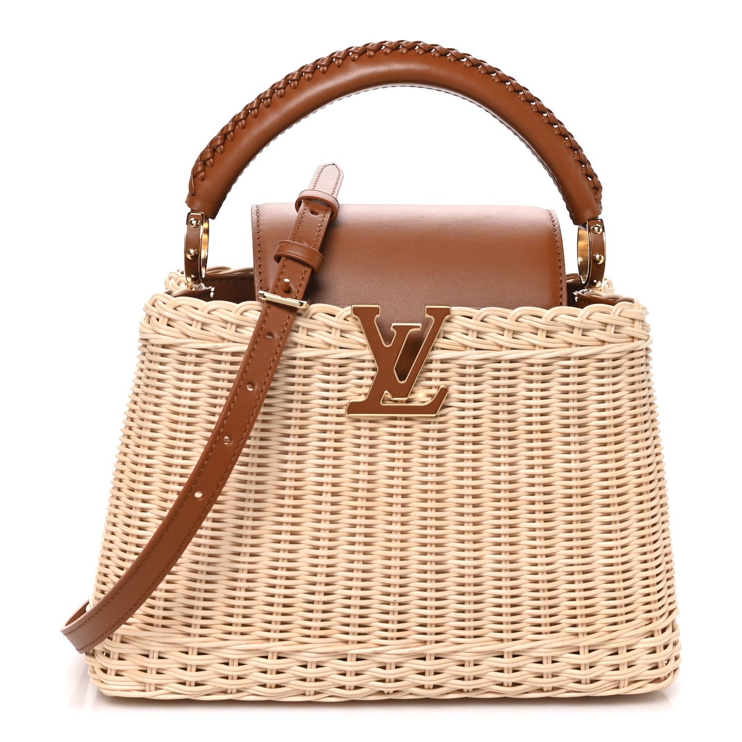Louis Vuitton Rattan Calfskin Capucines BB Tan