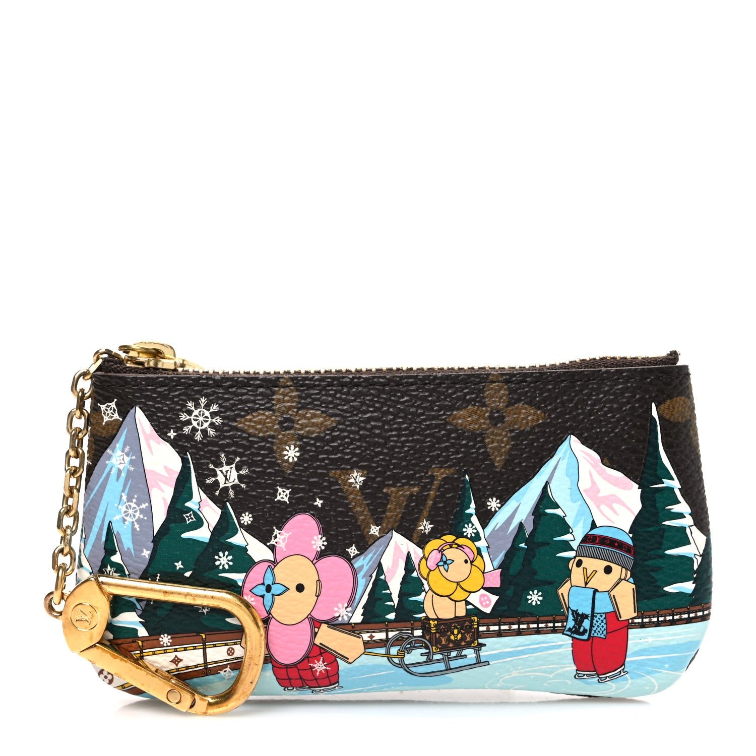 Louis Vuitton Monogram 2023 Christmas Animation Alpine Key Pouch Pink