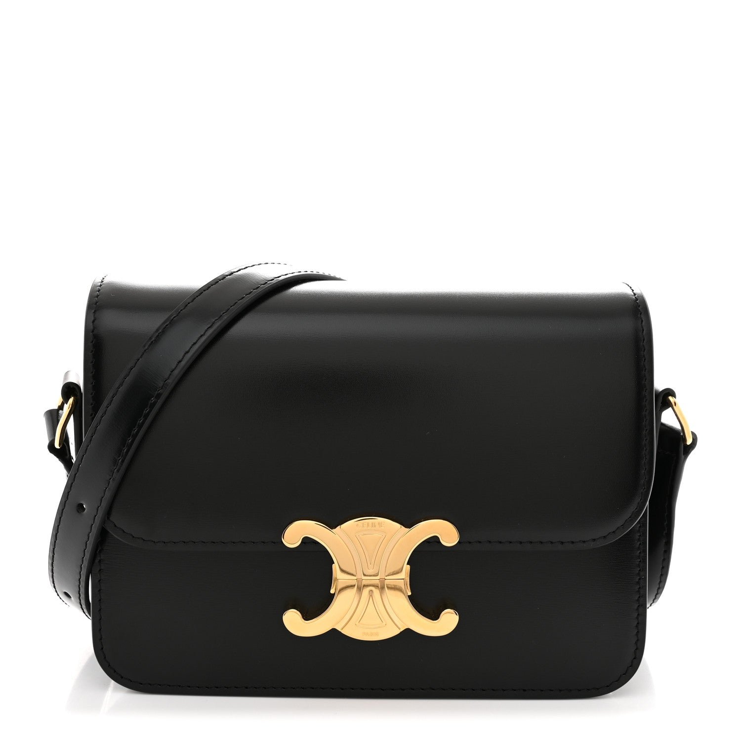 Celine Shiny Calfskin Teen Triomphe Black