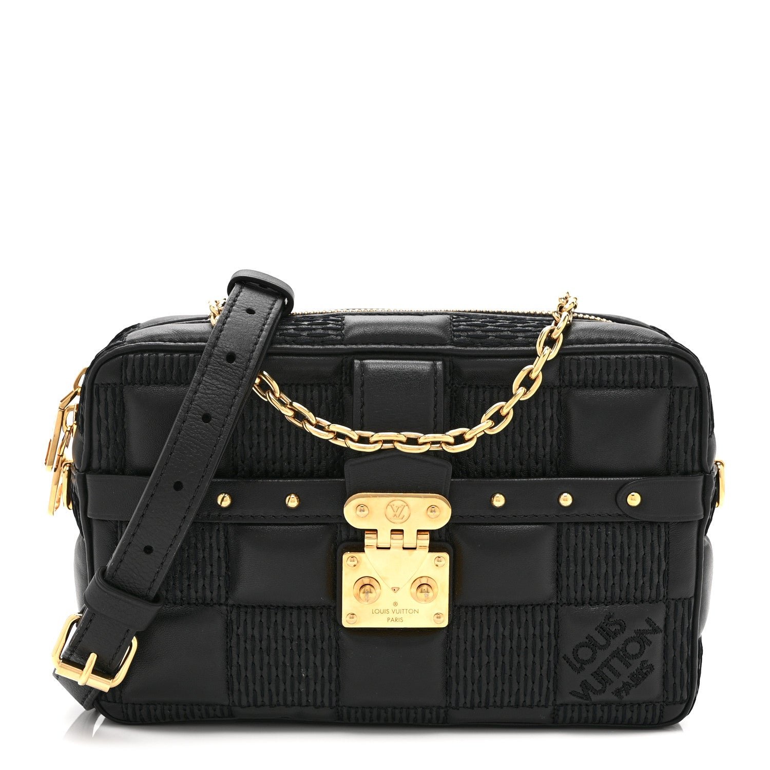 Louis Vuitton Lambskin Damier Quilt Troca PM Black