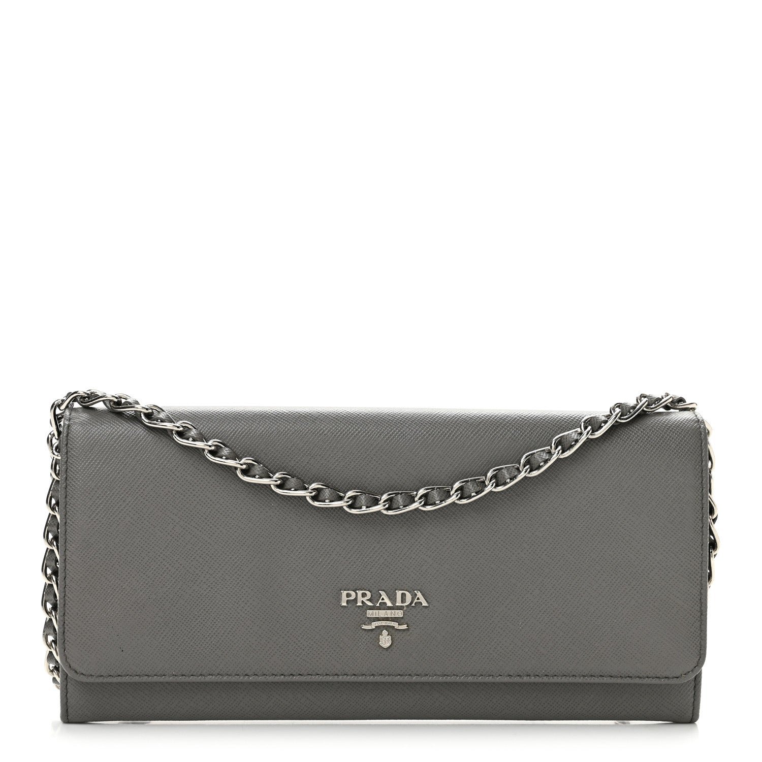 Prada Saffiano Metal Oro Chain Wallet Marmo