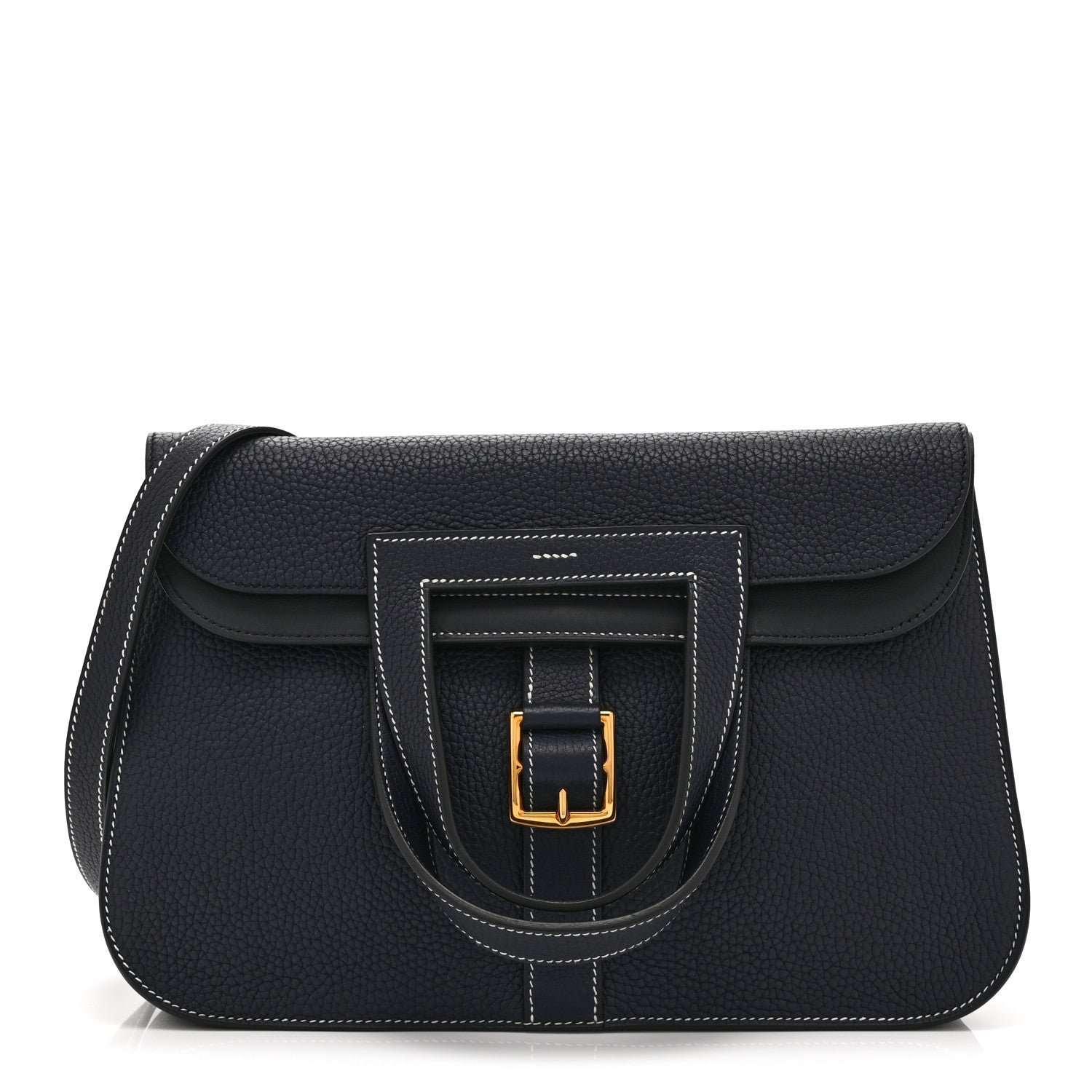 Hermes Taurillon Clemence Halzan 31 GM Bleu Nuit