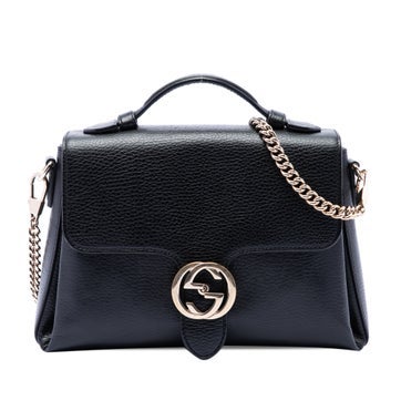 Calf Leather Small Dollar Calf Interlocking G Satchel