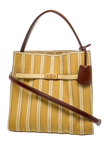 Leather Lee Radziwill Canvas Panel Double Bag Large