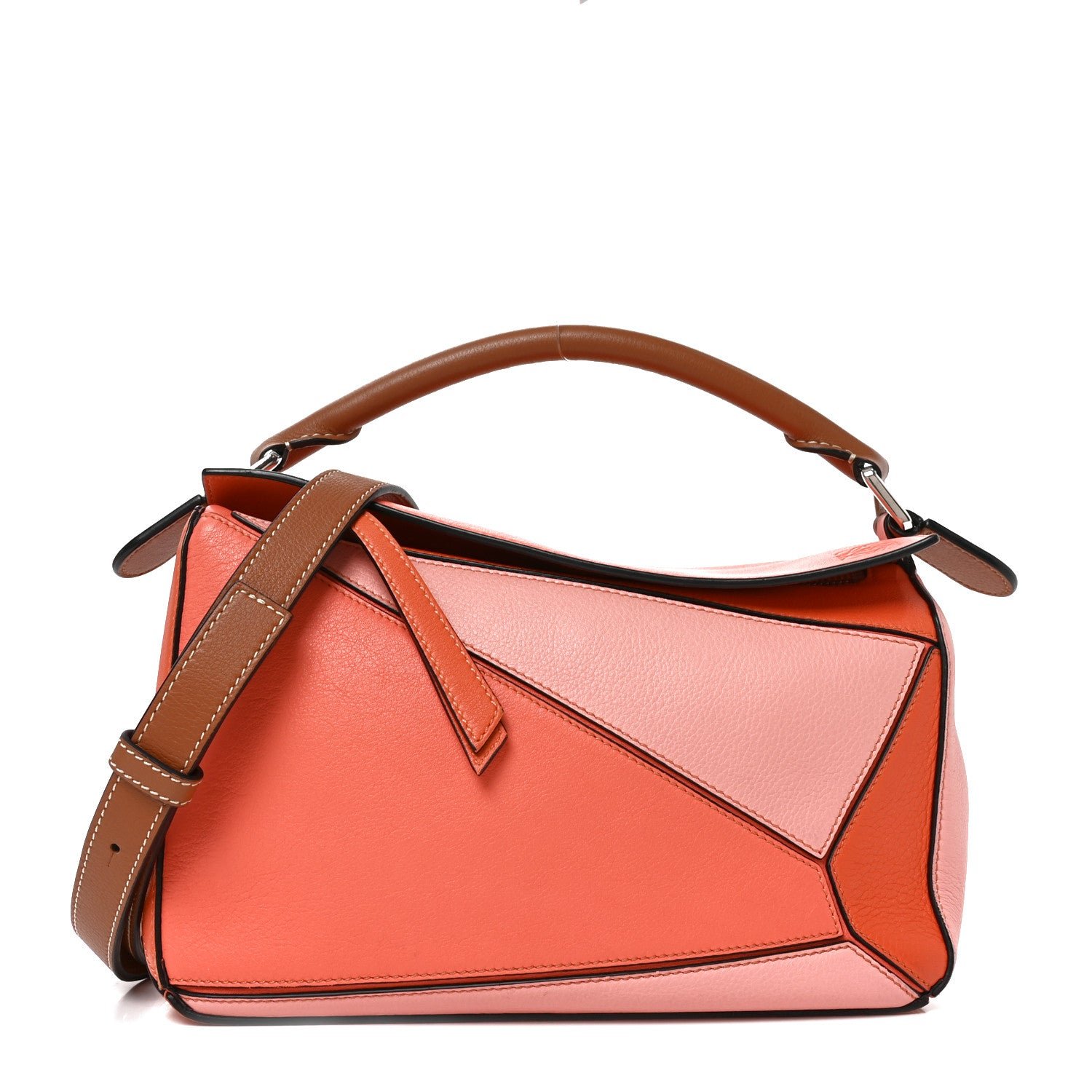 Loewe Calfskin Small Puzzle Bag Orange Tan Pink