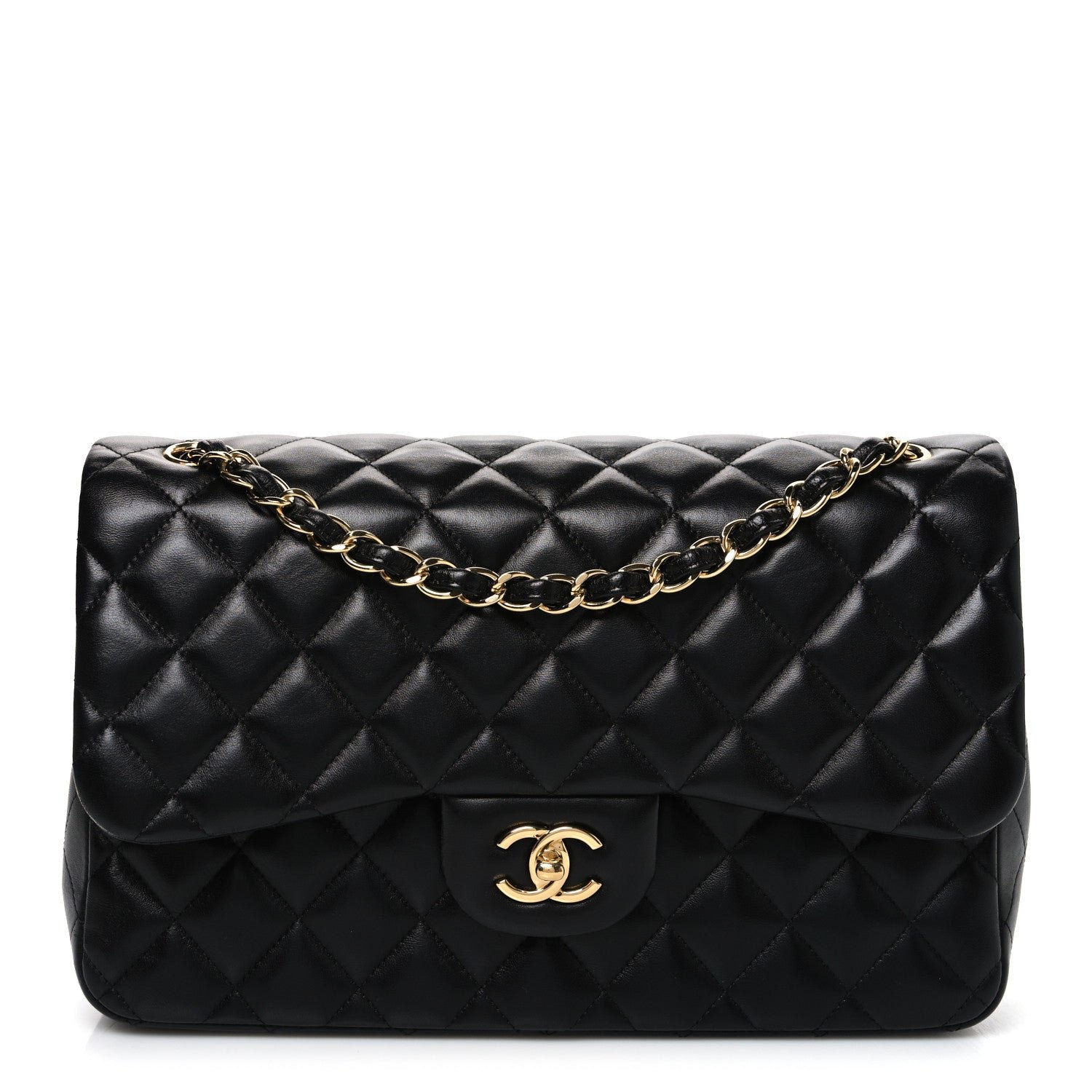 Chanel Lambskin Quilted Jumbo Double Flap Black