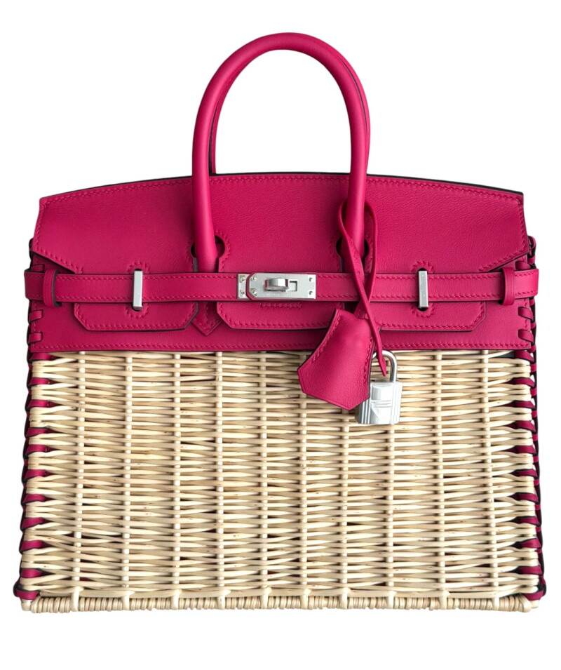 Limited Edition Framboise Swift and Osier Wicker Picnic Birkin 25 Palladium Hardware, 2023