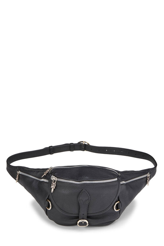 Chrome Hearts Black Leather Snat Pack Waist Bag