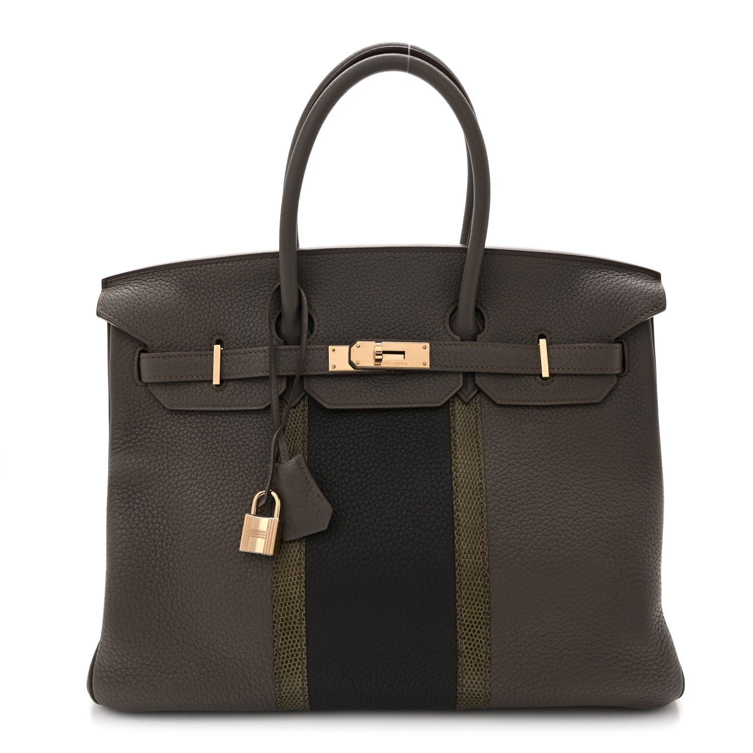 Hermes Taurillon Clemence Lizard Club Birkin 35 Etain Graphite