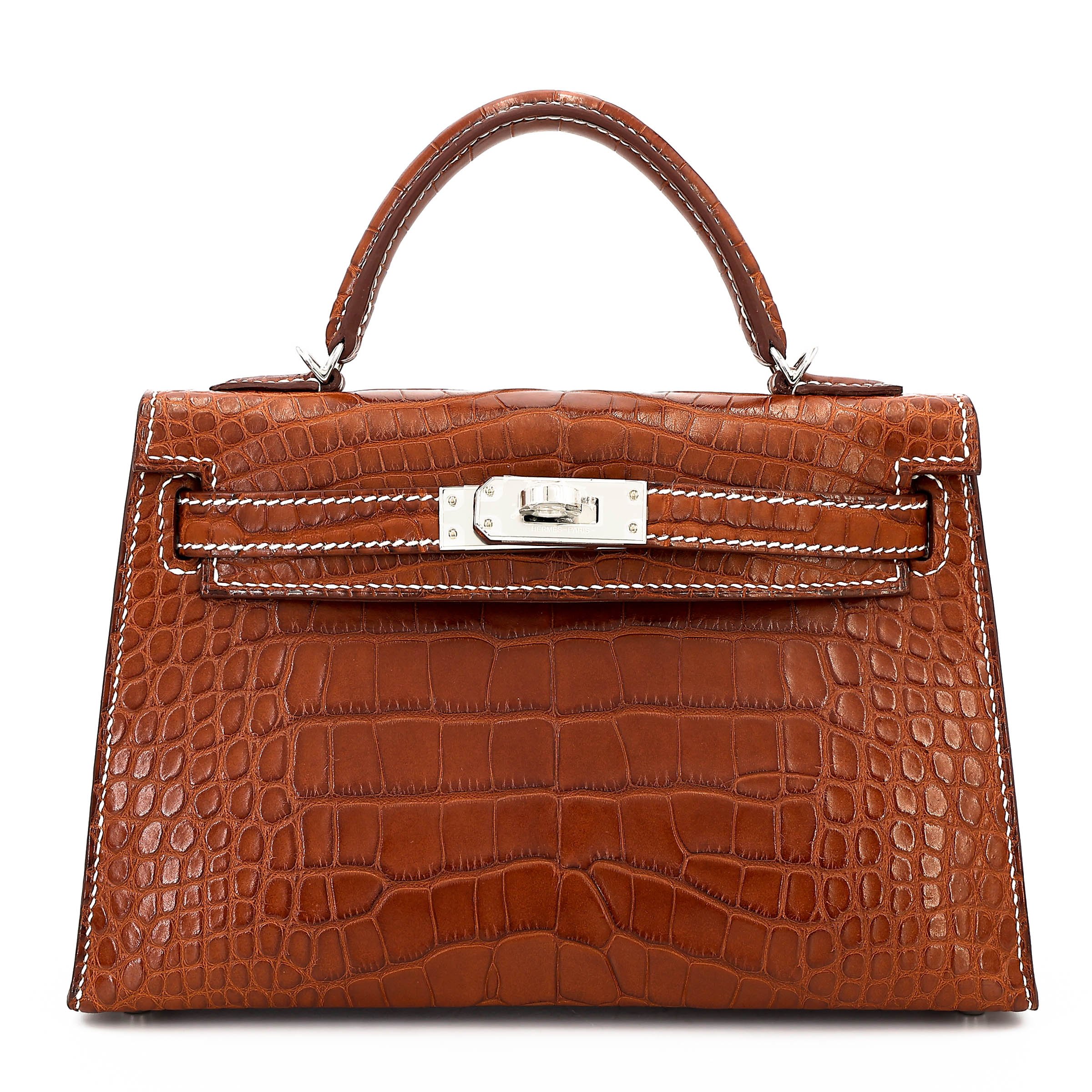 Brand New ( Rank N ) HERMÈS Mini Kelly II Fauve (34) Matte Alligator Barenia Palladium hardware K (2025)