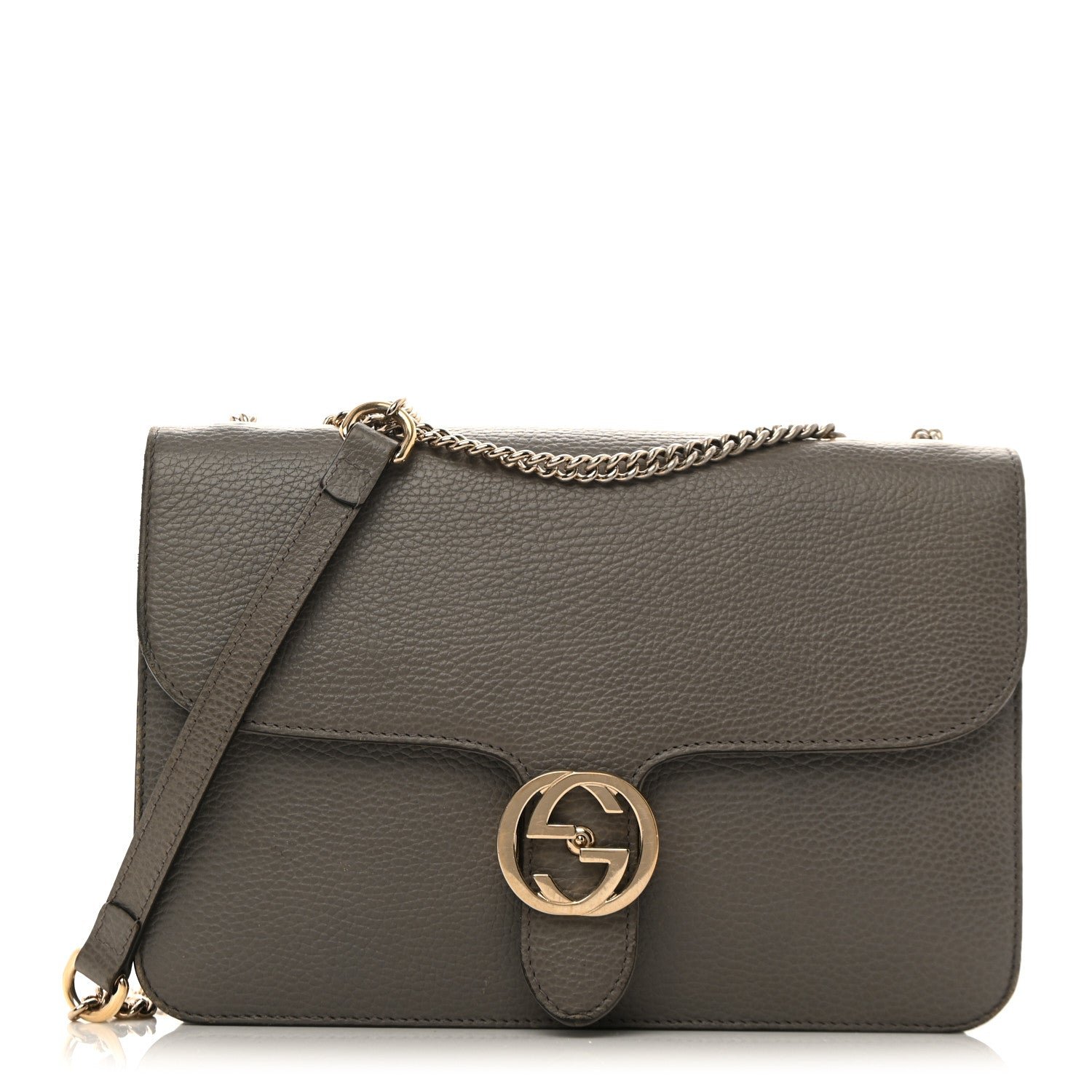 Gucci Dollar Calfskin Interlocking G Shoulder Bag Loess