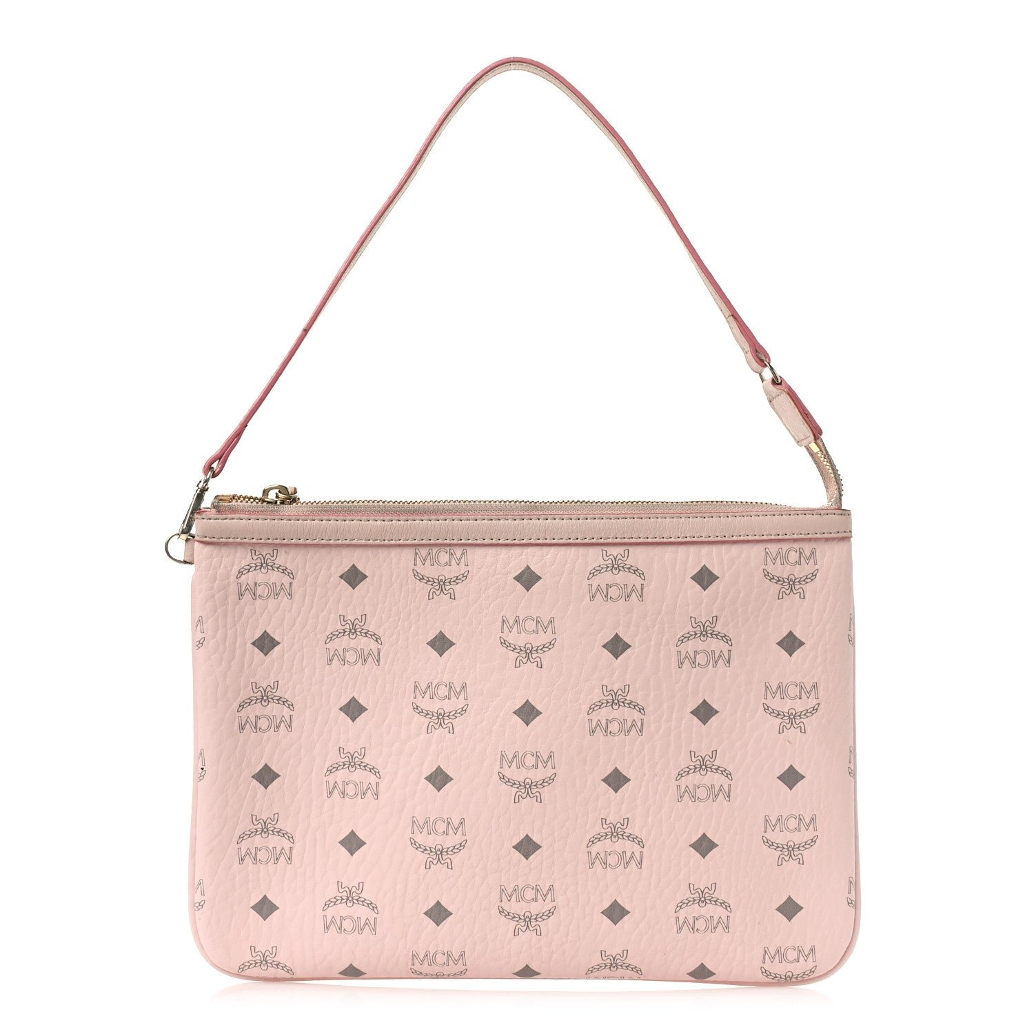 MCM Visetos Liz Shopper Tote Pouch Light Pink