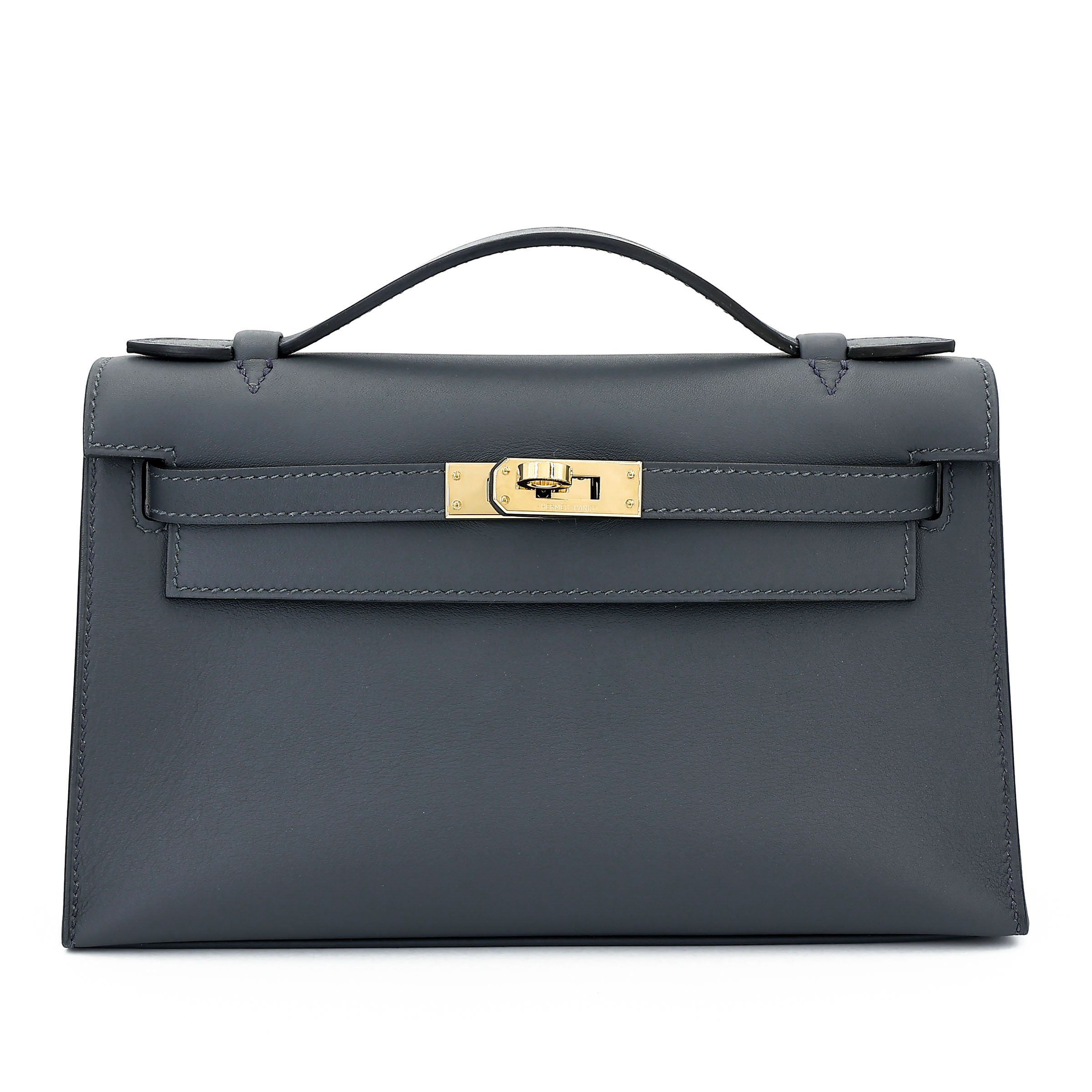 Hermes Excellent ( Rank SA ) HERMÈS Kelly Pochette Gris misty (H0) Swift Permabrass hardware W (2024)