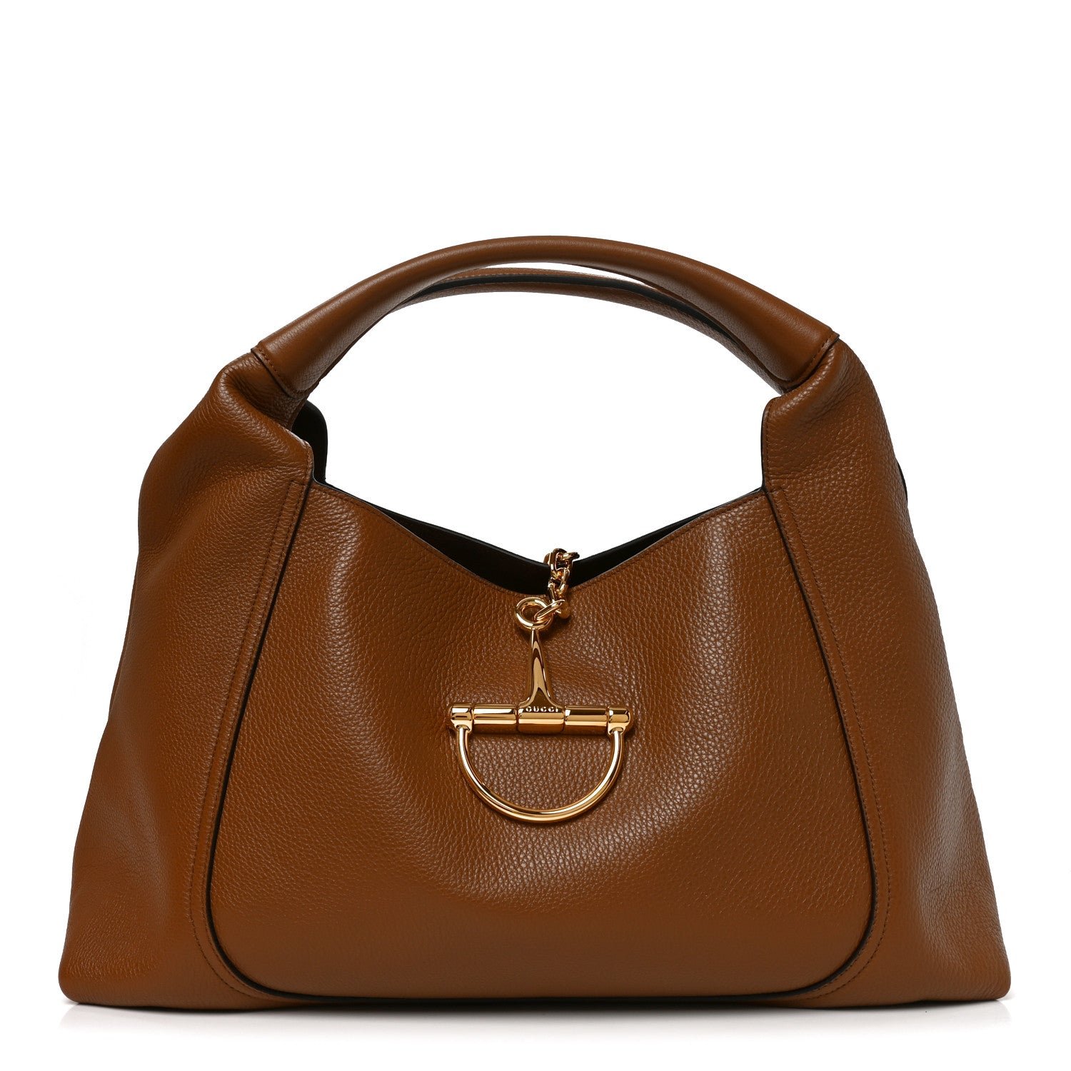 Gucci Grained Calfskin Softbit Maxi Shoulder Bag Brown