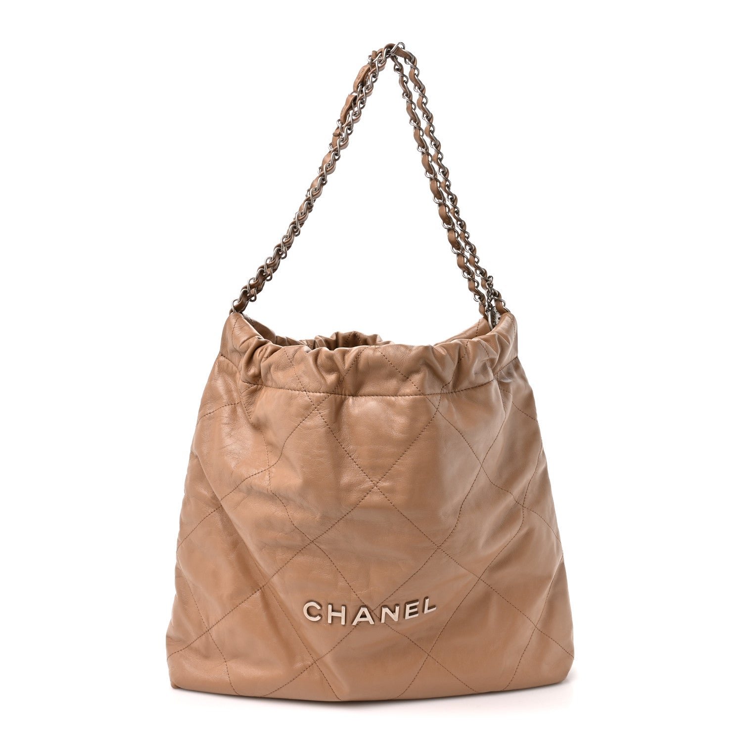 Chanel Shiny Calfskin Quilted Chanel 22 Beige