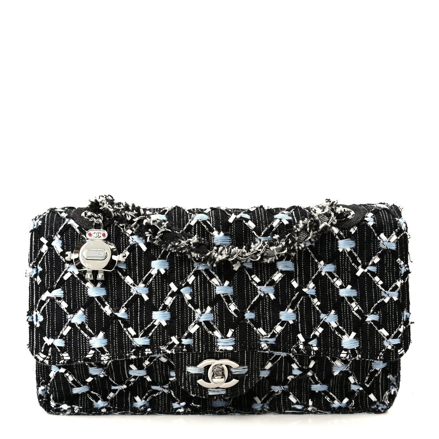 Chanel Denim Woven Medium Flap Light Blue