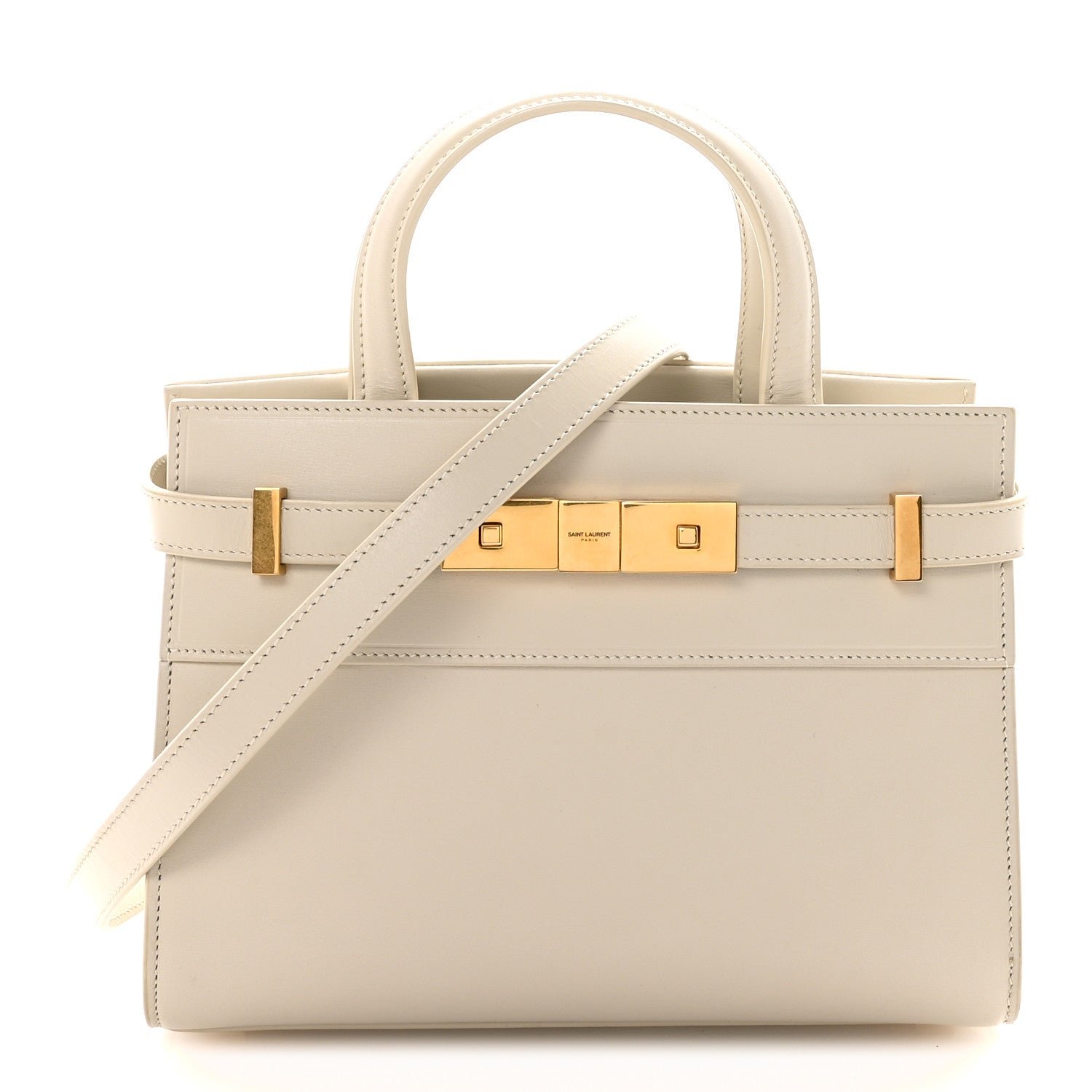 Saint Laurent Smooth Calfskin Nano Manhattan Shopper Tote Crema Soft