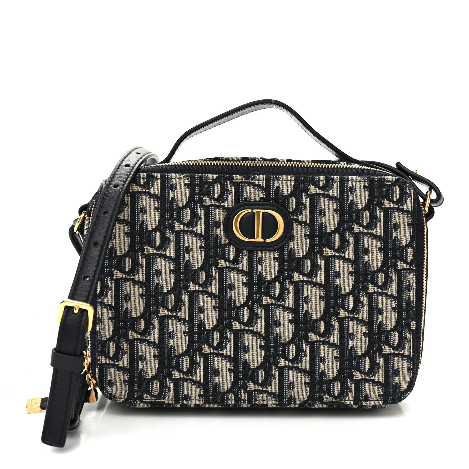 Christian Dior Oblique 30 Montaigne Top Handle Box Bag Blue