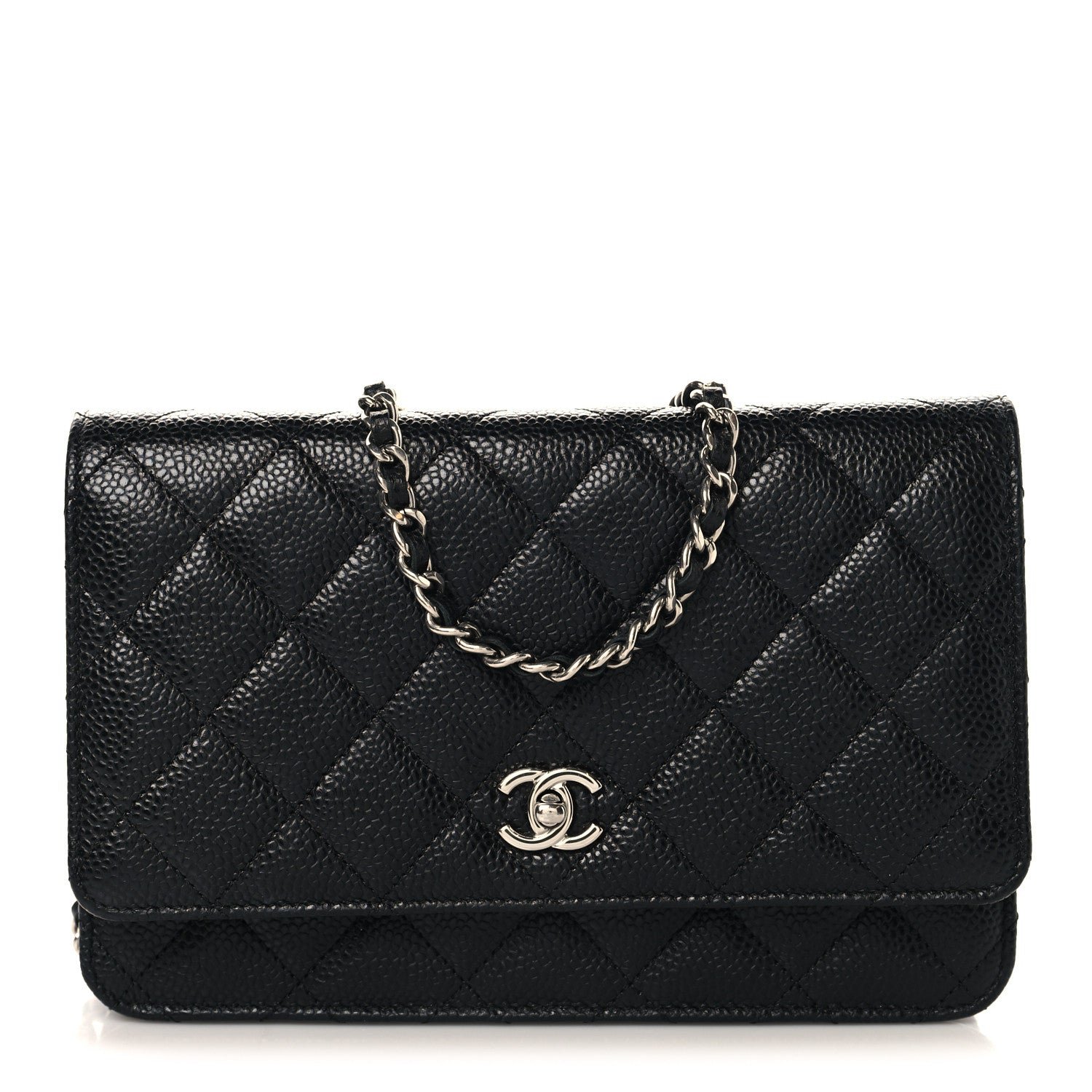 Chanel Caviar Quilted CC Turnlock Wallet On Chain WOC Black