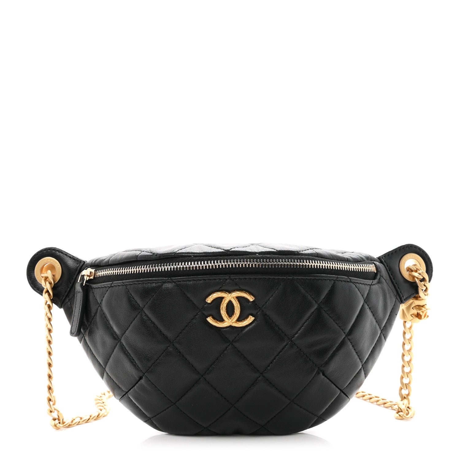 Chanel Lambskin Quilted Pillow Crush Belt Bag Black