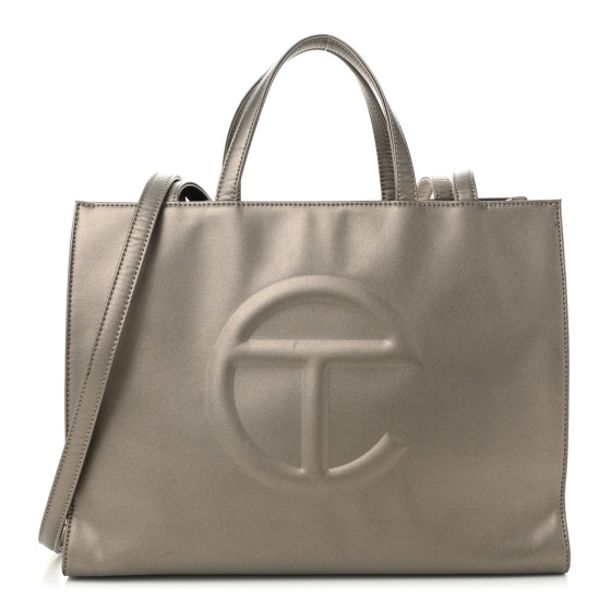 Telfar Metallic Vegan Leather Medium Shopping Bag Bronze